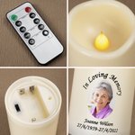 Personlig portrettfoto flammeløst LED-lys med navn og dato Sympati minnegave for tap av en elsket