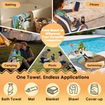 Personalized Summer Beach Cartoon Couple Quick Dry Oversized Beach Towel with Face Photo and Name Wedding Travel Honey Moon Gift for Newlywed Couple