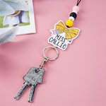 Henkilökohtainen Kynä Bow Lanyard ja PU Nahka Badge haltija tekstillä Takaisin kouluun Ensimmäinen päivä koulun arvostus lahja opettajalle