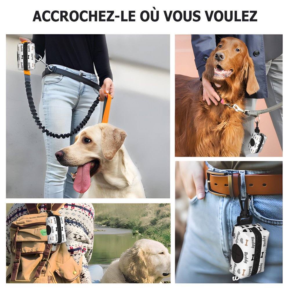 Porte-Sacs à Déjections Multicolore Personnalisé avec Motif Empreintes de Pattes Os Cœur et Nom Cadeau d’Anniversaire pour Propriétaire d’Animaux 9