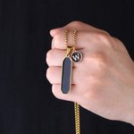 Personalizada Negro Oro Colgante Collar con Inicial Charm Minimalista Joyería Cumpleaños Aniversario Regalo para Hombres