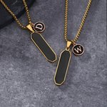 Personalizada Negro Oro Colgante Collar con Inicial Charm Minimalista Joyería Cumpleaños Aniversario Regalo para Hombres