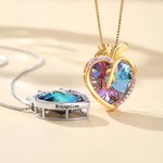 Collier de pierres précieuses en forme de coeur avec pierre de naissance et texte Cadeau d'anniversaire pour femmes