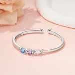 Henkilökohtainen 1-5 Family Birthstones Cuff rannesormus kaiverrettu nimi Naisten korut Syntymäpäivä Vuosipäivä Äitienpäivä lahja äidille isoäitiille