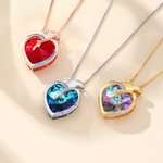 Collier de pierres précieuses en forme de coeur avec pierre de naissance et texte Cadeau d'anniversaire pour femmes