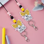 Henkilökohtainen Kynä Bow Lanyard ja PU Nahka Badge haltija tekstillä Takaisin kouluun Ensimmäinen päivä koulun arvostus lahja opettajalle