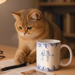 Toile De Jouy 1-7 Line Art Cats Design 11 oz 15 oz Mug en céramique avec nom et dessous de verre Cadeau d'anniversaire pour l'amoureux des chats
