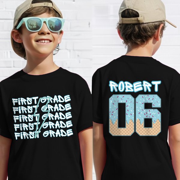 Personlig Lightning Grade 100% bomulls T-shirt för barn med namn och nummer Tillbaka till skolan Födelsedagspresent för barn som älskar baseboll