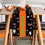 Chemin de table personnalisé citrouille fantôme multicolore avec texte Home Decor Halloween Party Gift for Family Friend