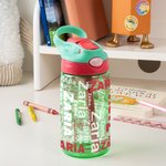 Personligt namn ordmoln 16 oz vattenflaska för barn med silikonsugrör och handtag Tillbaka till skolan födelsedagsfestgåva för pojkar flickor