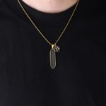 Personalizada Negro Oro Colgante Collar con Inicial Charm Minimalista Joyería Cumpleaños Aniversario Regalo para Hombres