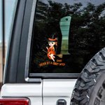 Personalised Witch Hat Cartoon Character Weatherproof Car Sticker with Name and Text Halloween Birthday Gift for Women