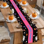 Chemin de table personnalisé citrouille fantôme multicolore avec texte Home Decor Halloween Party Gift for Family Friend