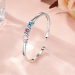 Henkilökohtainen 1-5 Family Birthstones Cuff rannesormus kaiverrettu nimi Naisten korut Syntymäpäivä Vuosipäivä Äitienpäivä lahja äidille isoäitiille