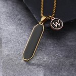 Personalizada Negro Oro Colgante Collar con Inicial Charm Minimalista Joyería Cumpleaños Aniversario Regalo para Hombres