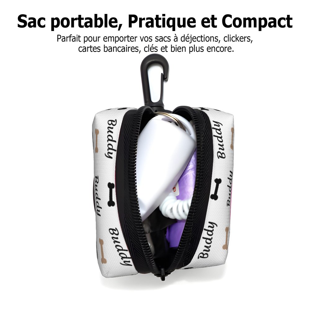 Porte-Sacs à Déjections Multicolore Personnalisé avec Motif Empreintes de Pattes Os Cœur et Nom Cadeau d’Anniversaire pour Propriétaire d’Animaux 8