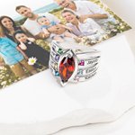 Personalized Dainty Birthstone Ring with Engraved Name Women Jewelry Birthday Mother's Day Gift for Mom Grandma
