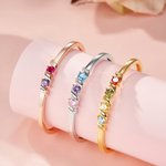 Henkilökohtainen 1-5 Family Birthstones Cuff rannesormus kaiverrettu nimi Naisten korut Syntymäpäivä Vuosipäivä Äitienpäivä lahja äidille isoäitiille
