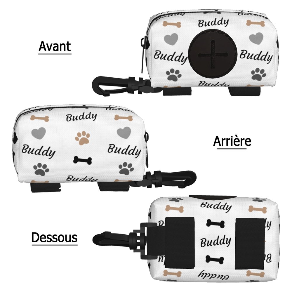 Porte-Sacs à Déjections Multicolore Personnalisé avec Motif Empreintes de Pattes Os Cœur et Nom Cadeau d’Anniversaire pour Propriétaire d’Animaux 6