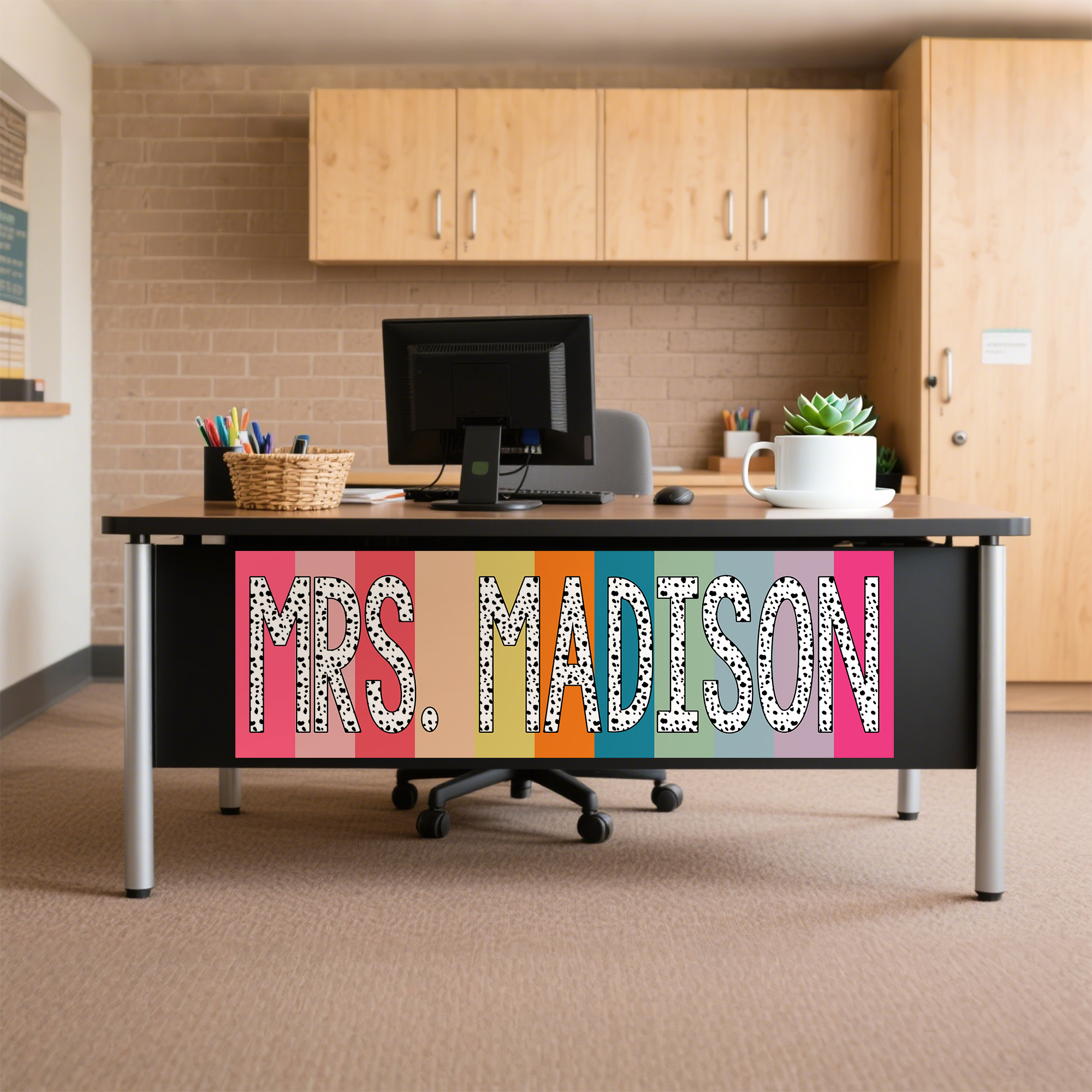 Personalisierte niedliche Polka Dot Regenbogen wasserdicht Desktop dekorative Aufkleber mit Text täglichen Gebrauch zurück zu Schule Geburtstag Geschenk für Lehrer