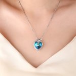 Collier de pierres précieuses en forme de coeur avec pierre de naissance et texte Cadeau d'anniversaire pour femmes