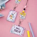 Henkilökohtainen Kynä Bow Lanyard ja PU Nahka Badge haltija tekstillä Takaisin kouluun Ensimmäinen päivä koulun arvostus lahja opettajalle