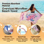 Personalizzato Animali dell'oceano acquerellati Asciugamano da spiaggia sovradimensionato ad asciugatura rapida con nome Accessorio per le vacanze estive Regalo di compleanno per la famiglia e gli ami