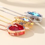 Collier de pierres précieuses en forme de coeur avec pierre de naissance et texte Cadeau d'anniversaire pour femmes