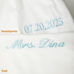 Gepersonaliseerd Multicolor Geborduurd Vest Sweatbroek Set met Naam en Datum Verjaardag Bruiloft Party Gift voor Vrouwen Meisjes