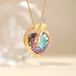 Collier de pierres précieuses en forme de coeur avec pierre de naissance et texte Cadeau d'anniversaire pour femmes