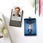 Porte-Badge en Cuir PU Personnalisé avec Texte Personnage Dessin Animé Cadeau d'Anniversaire de Fête des Enseignants pour Professeurs