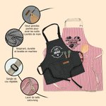Tablier de Cuisine Multicolore à Rayures Personnalisé avec Nom Accessoire de Cuisine avec Poche Frontale Cadeau Anniversaire pour Cuisiner en Famille
