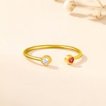 Personalized Minimalist 2 Birthstones Stacking Ring Dainty Jewelry Birthday Anniversary Gift for Women