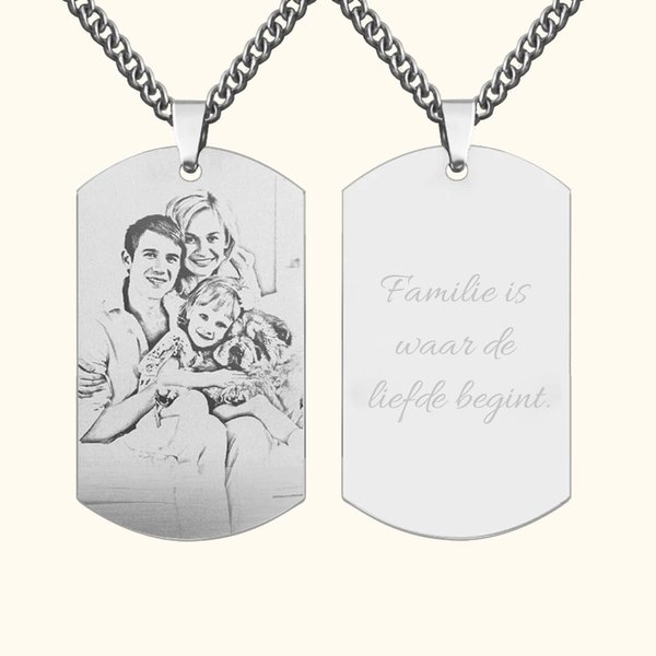 Gepersonaliseerde Gegraveerde Fotoketting met Tekst Vaderdag Verjaardag Jubileumcadeau voor Mannen