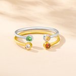 Personalized Minimalist 2 Birthstones Stacking Ring Dainty Jewelry Birthday Anniversary Gift for Women