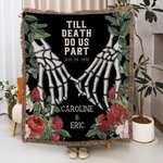 Spersonalizowany miękki koc z frędzlami z imieniem i frędzlami w stylu gotyckim do dekoracji domu Prezent na Halloween dla miłośników gotyku