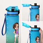 Bottiglia d'acqua sportiva motivazionale a prova di perdite da 32 oz con nome e indicatore del tempo, regalo per gli amanti del basket.