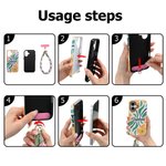 Spersonalizowane dwuwarstwowe etui na telefon iPhone lub Samsung z imieniem i nazwiskiem z abstrakcyjnym wzorem kwiatowym, paskiem na nadgarstek i paskiem na ramię, prezent urodzinowy dla kobiet
