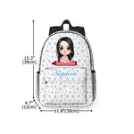 Personalized Floral Bow Cartoon Crayon Character Kid Backpack with Name and Side Pockets Birthday Back to School Gift for Boys Girls
