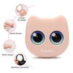 Personalisiertes Make-Up Pinsel Set mit Großen Augen Katze-Etui Namen und Spiegel Hochzeit Party Reise Geburtstag Geschenk für Damen Tierliebhaber