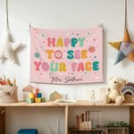 Personlig Happy to See Your Face Flower Rainbow Tapestry med text Klassrumsinredning Tillbaka till skolan Present till lärare