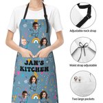 Delantal ajustable personalizado 1-12 con foto de cara graciosa, nombre y bolsillos Regalo de cumpleaños Día de la Madre para mamá Abuela