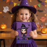 Cahier à spirales A5 avec nom Chapeau de sorcière Personnalisé Cadeau d'Halloween pour Garçons Filles