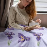 Personalised Birth Flower Soft Throw Blanket with Name Home Decor Birthday Anniversary Gift for Women