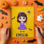 Cahier à spirales A5 avec nom Chapeau de sorcière Personnalisé Cadeau d'Halloween pour Garçons Filles