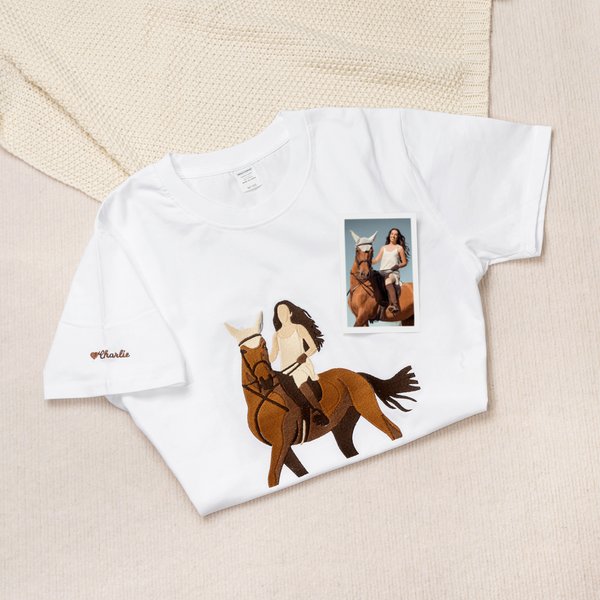 Maglietta ricamata personalizzata con foto e design multicolore Felpa con cappuccio con nome Regalo di compleanno e anniversario per appassionati di equitazione