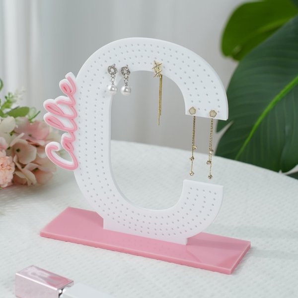 Personalizado Multicolor Nombre Inicial Acrílico Pendiente Titular con Base Pendiente Pantalla Escritorio Decoración Cumpleaños Vacaciones Regalo para las mujeres