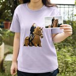 Personalised Embroidered Photo Design Multicolour T-shirt Sweatshirt Hoodie with Name Birthday Anniversary Gift for Horseback Riding Enthusiast