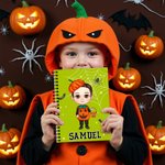 Cahier à spirales A5 avec nom Chapeau de sorcière Personnalisé Cadeau d'Halloween pour Garçons Filles