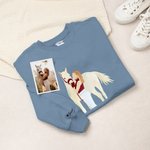 Personalised Embroidered Photo Design Multicolour T-shirt Sweatshirt Hoodie with Name Birthday Anniversary Gift for Horseback Riding Enthusiast